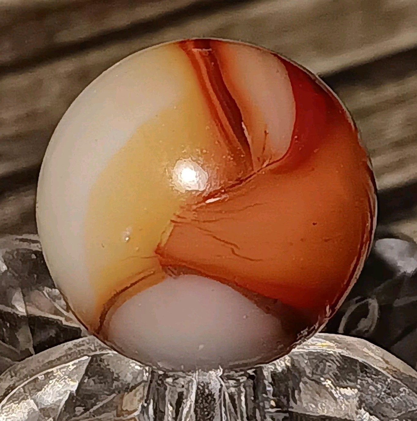 Peltier “Bloody” Rainbo Marble. .55″ Mint. HTF-Type. Nice Pattern.