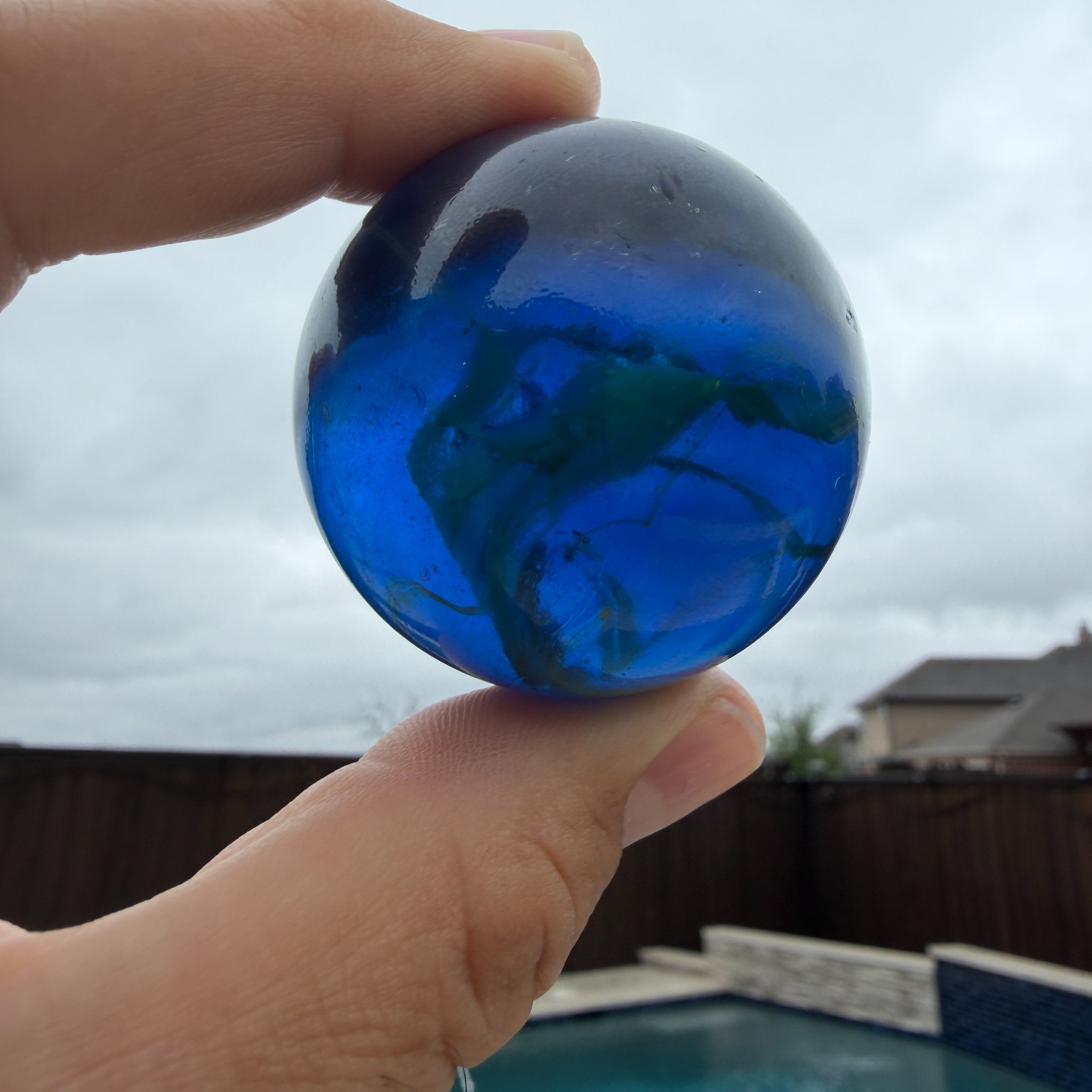 Vacor Sea Turtle Marble ~1.9″ Toe Breaker Swirl Slag Huge Mint Glass Marbles
