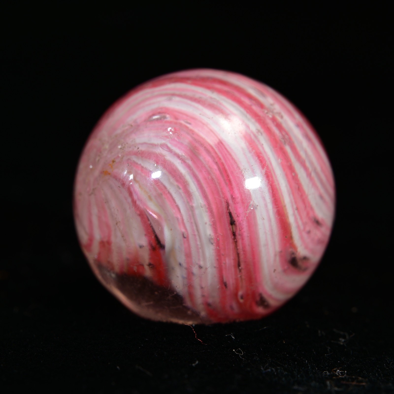 Onionskin Marble Early German Handmade Antique Shrunken Raspberry 17.2mm 21/32”