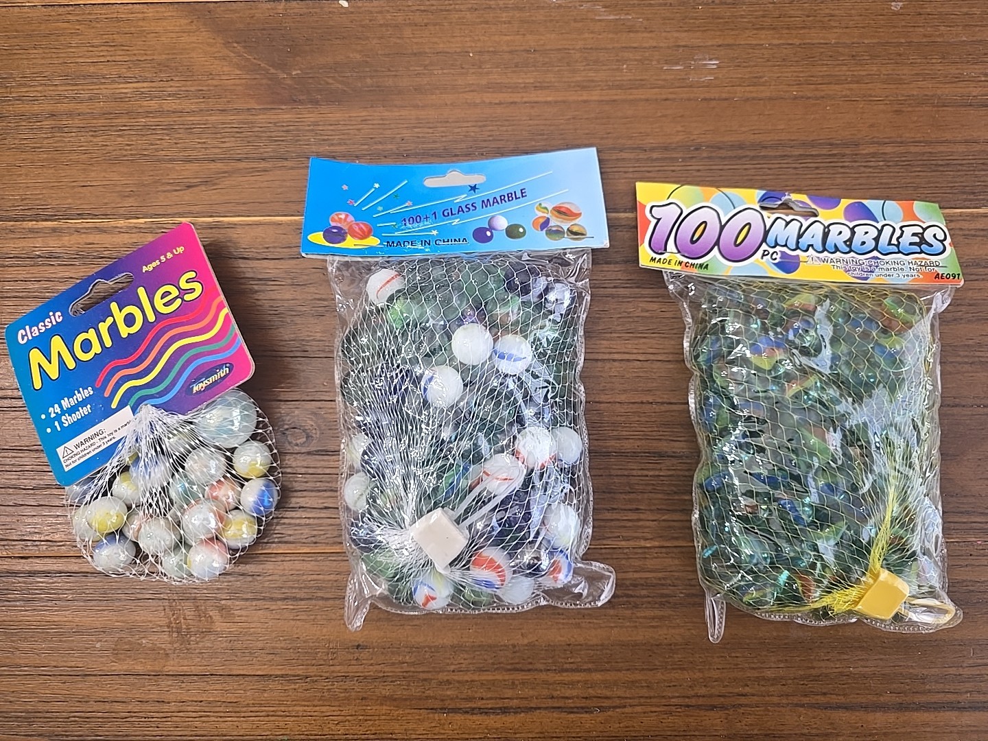 Glass Marbles Lot 3 Bags With Nets 225 Pieces