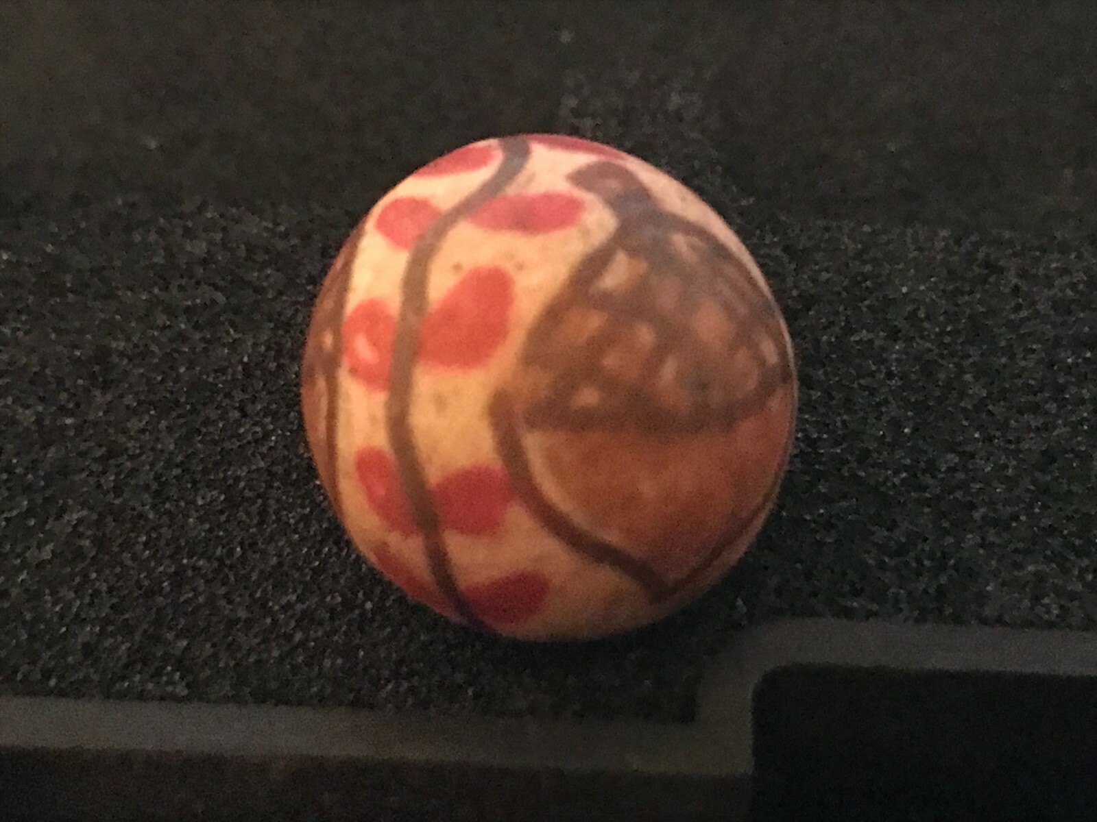 Rare Antique Hand Painted Clay Crockery Acorns Leaves Art Marble 18.77mm .73 in