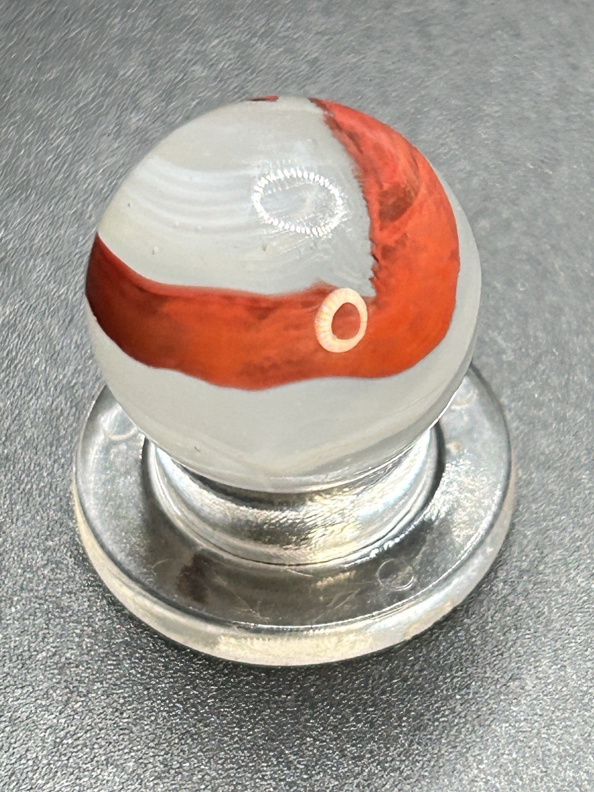 Vintage Akro Agate Silver Oxblood Marble Thick Oxblood Pattern 0.629”