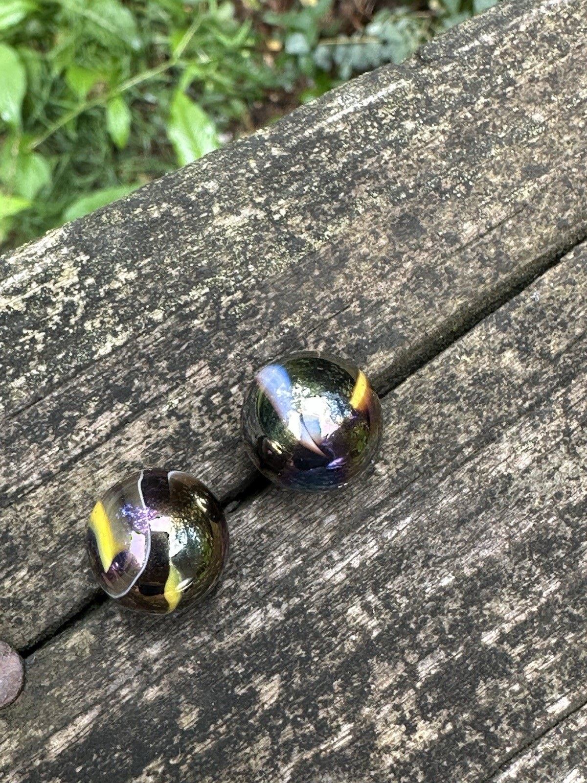 2 SUPERNOVA Iridescent METALLIC 5/8” Swirl Blue Green Purple metallic- Minty