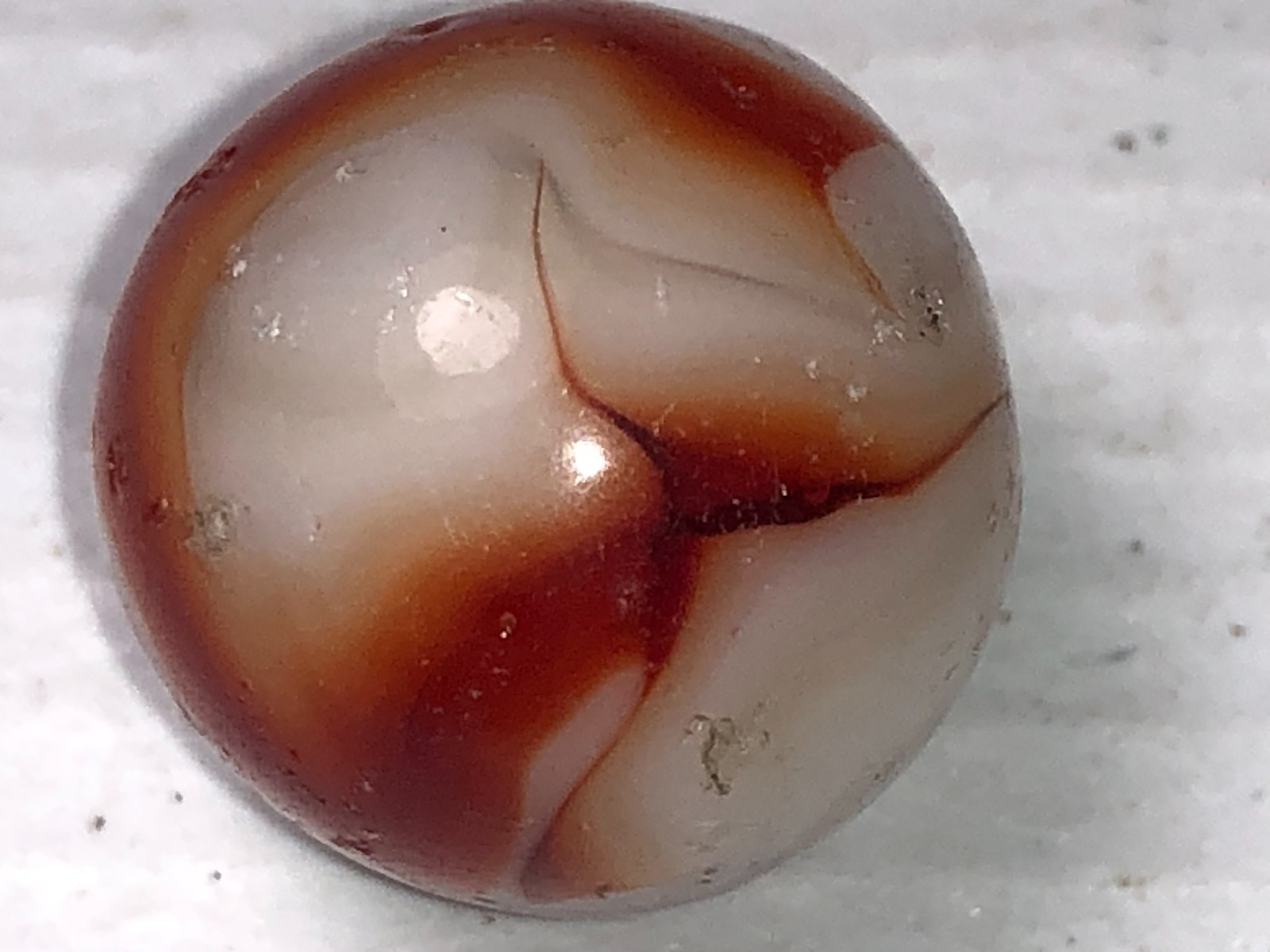 Vintage Akro Agate Peltier Christensen Glass Oxblood Swirl Marbles