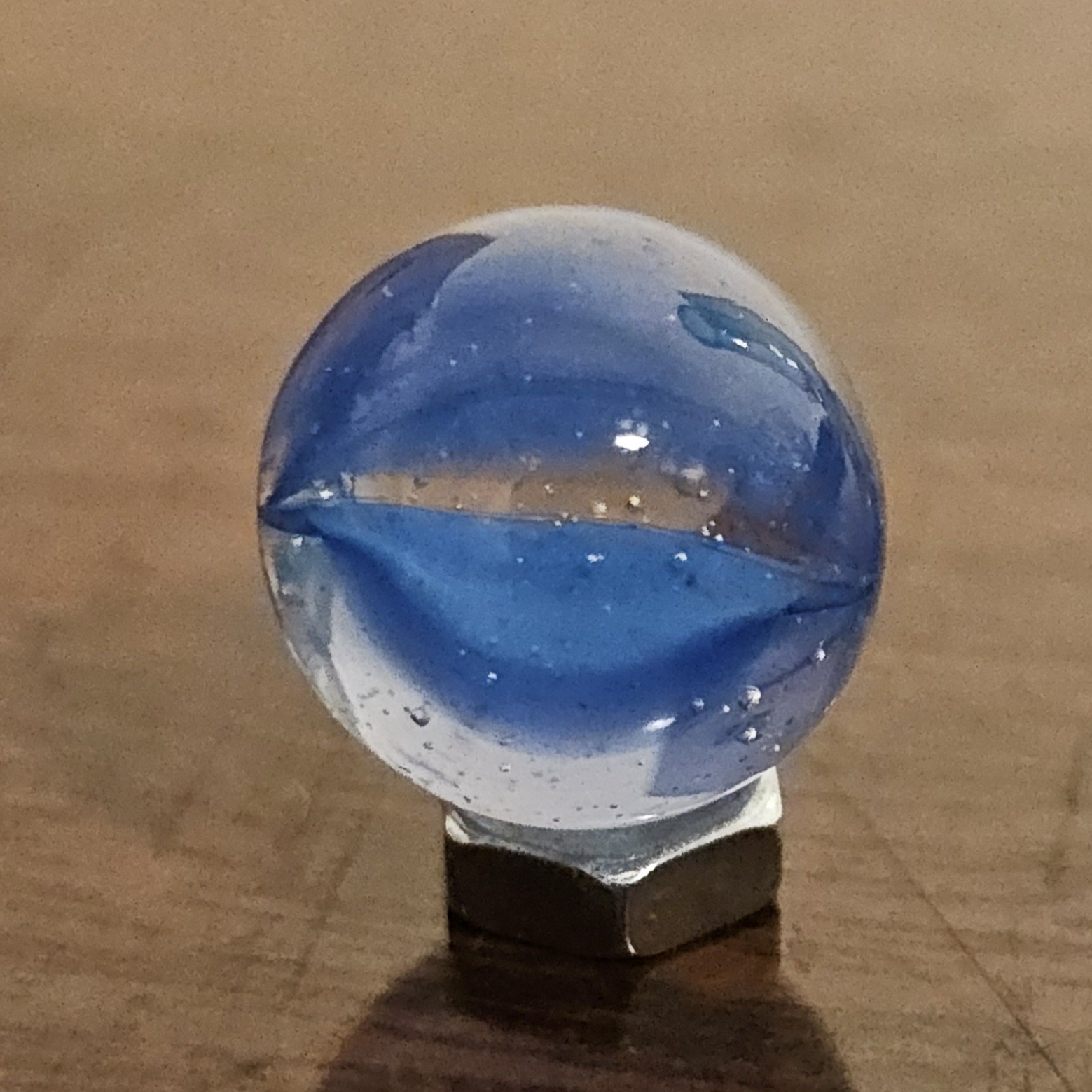 Vintage CE Bogard Blue Floppy 4-Lobe Cats Eye .593″ Glass Marble