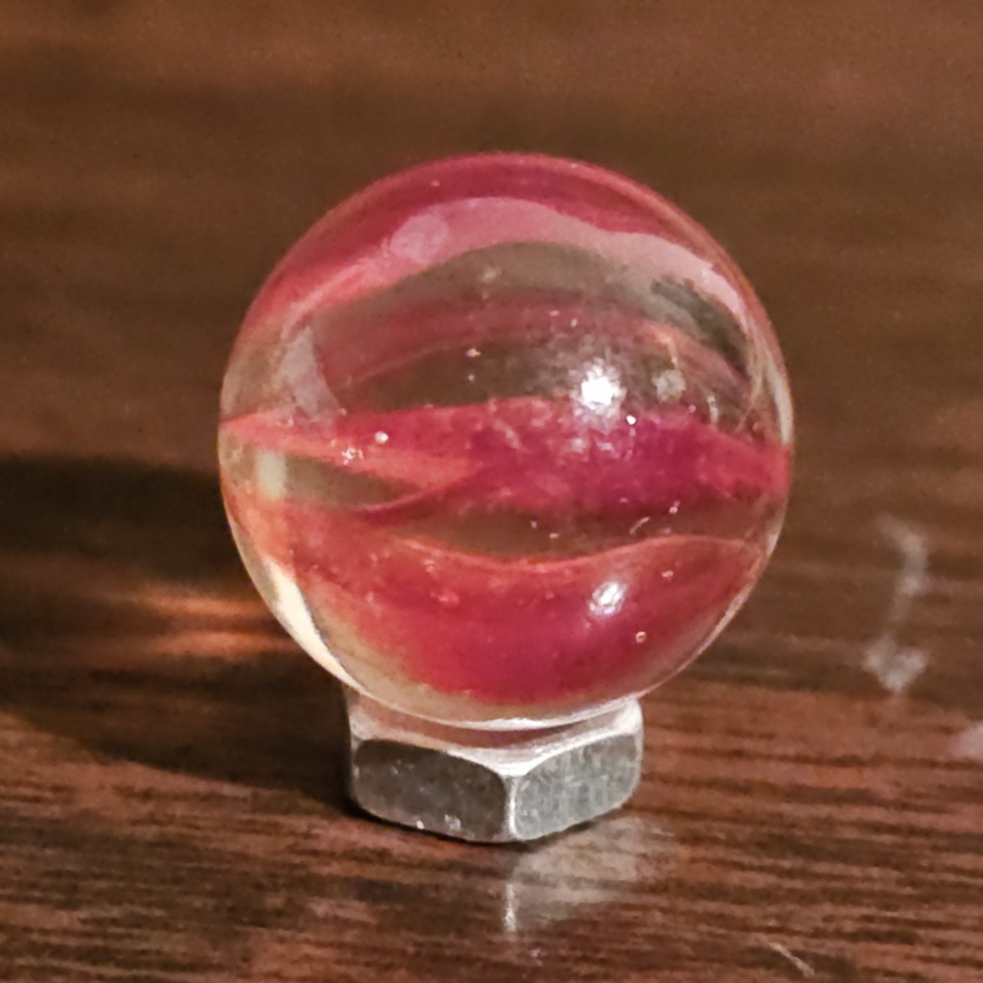 Vintage Vacor Red Spaghetti Ribbon .625″ Glass Marble