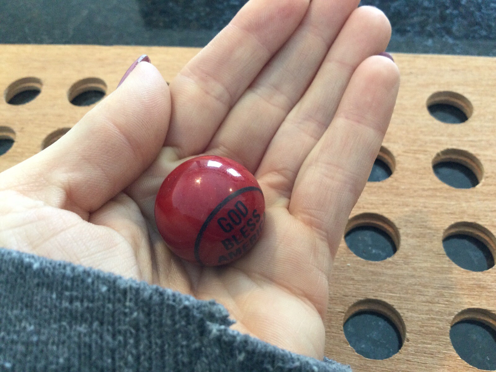 Vintage | “God Bless America And NYC” | Black print on Red Marble
