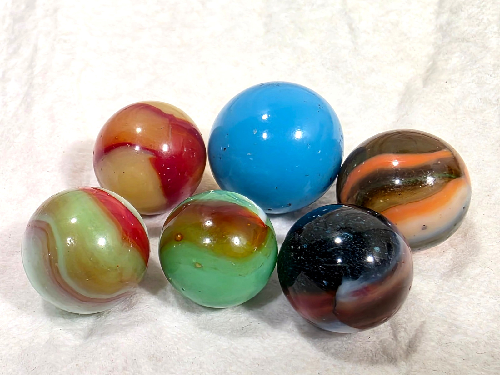 Vintage Peltier Swirl Marble Lot MCS Rainbo NLR Tri Color Patch Translucent VGC