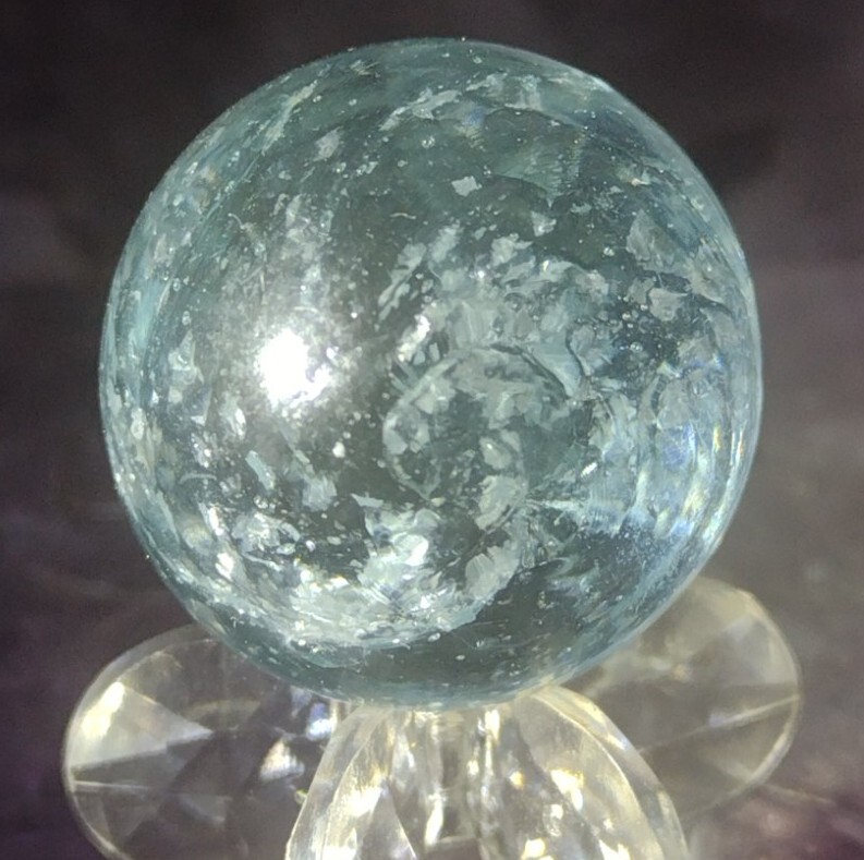 .84″ TWISTED SILVER MICA – RARE VHTF ANTIQUE GERMAN MARBLES-NM