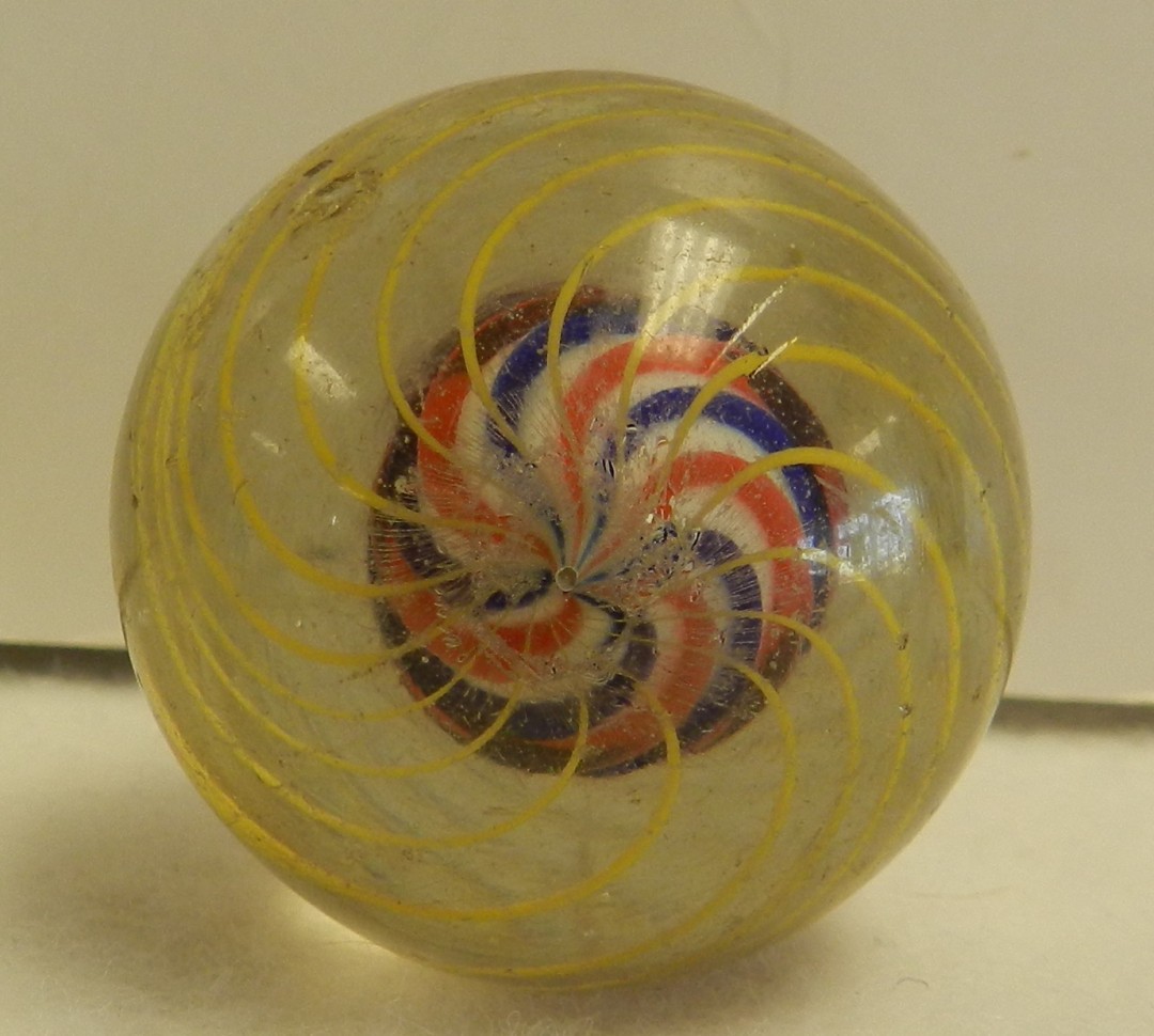 #20718m Large 1.42 In Vintage German Handmade Caged Solid Core Swirl Marble