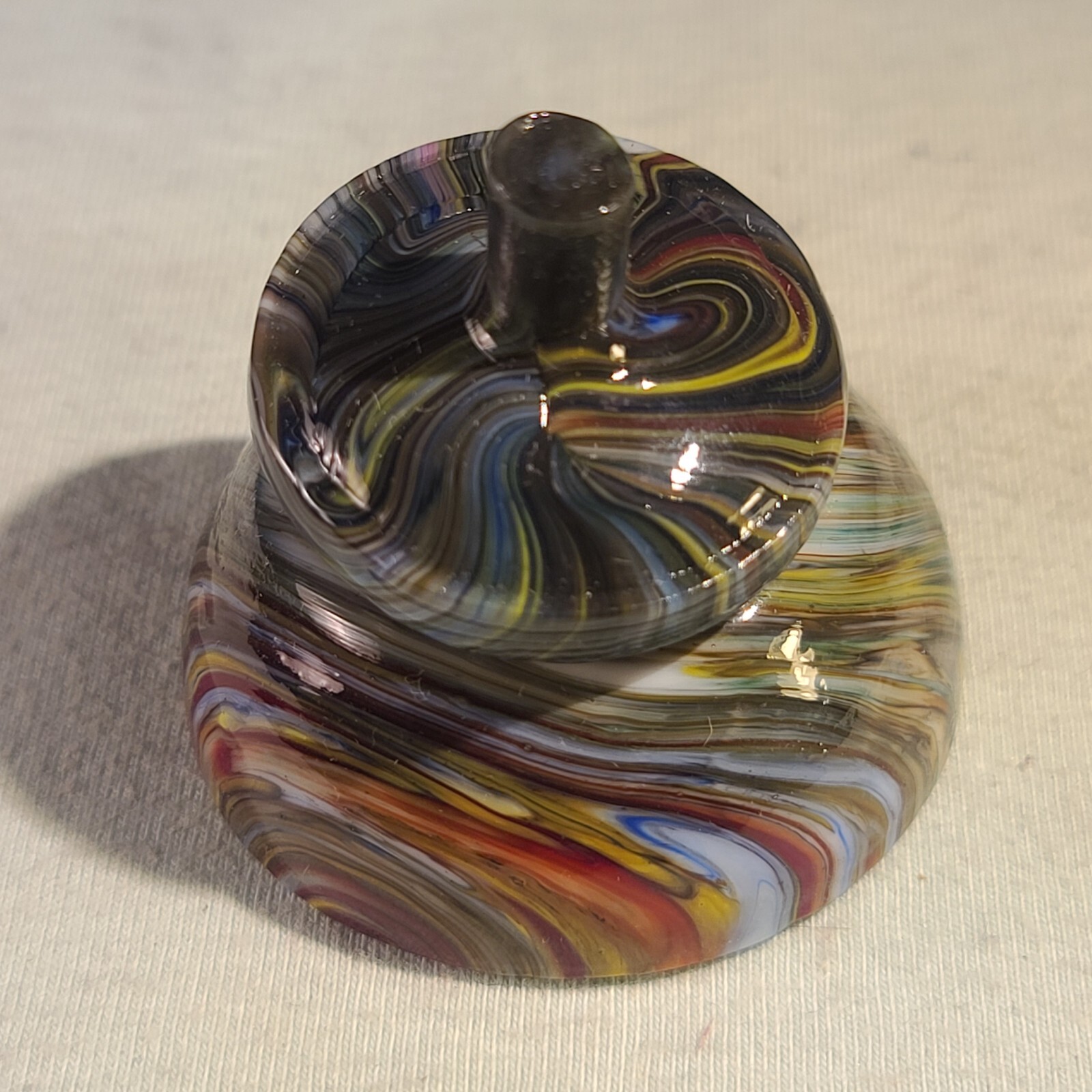 ANDY DAVIS, Glass Art Spinning Top & Base, Megans Run (?), #256O