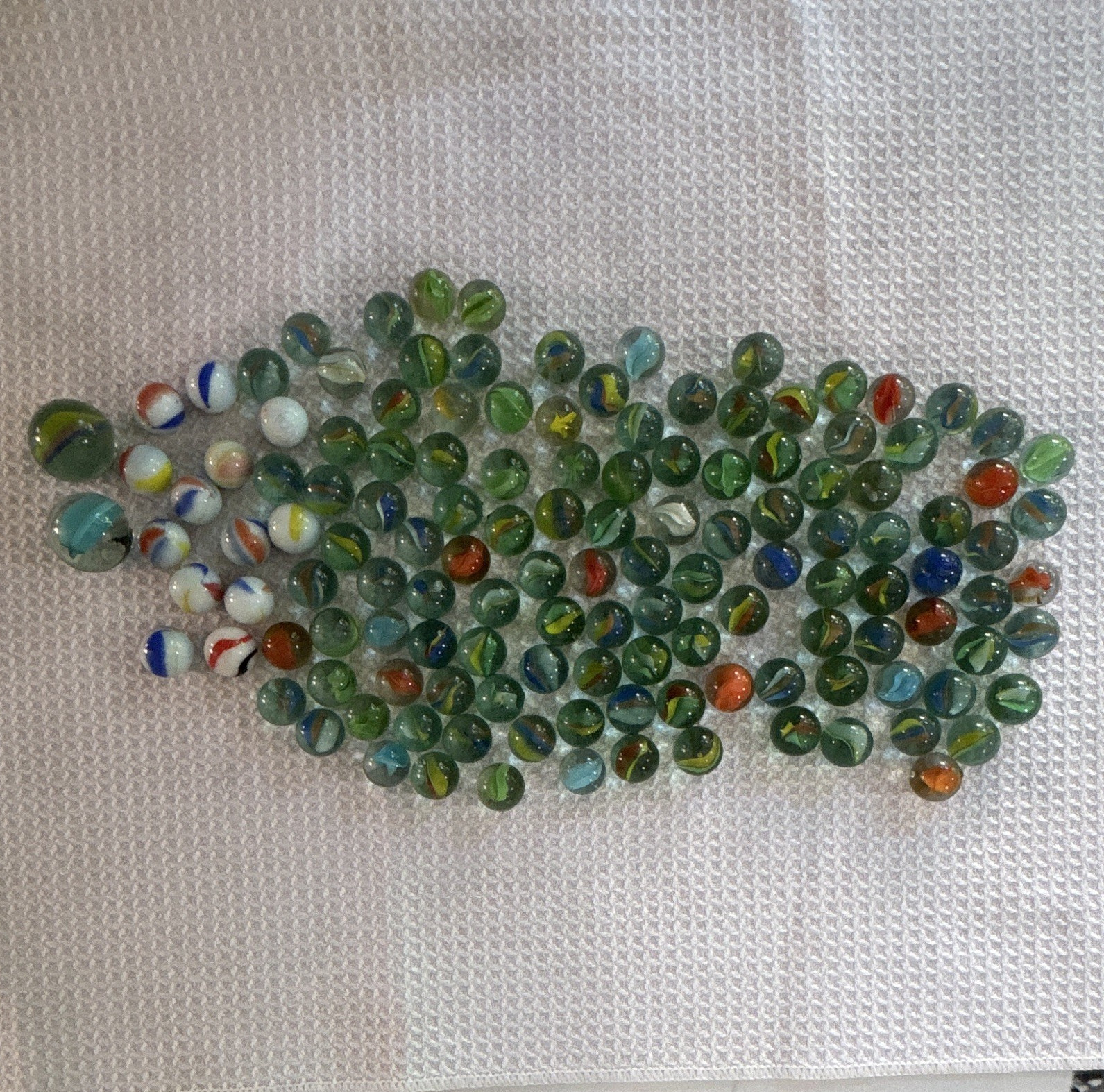 Mixed Lot Glass Marbles Swirl Vintage Assorted Colors Machine Made 134 total