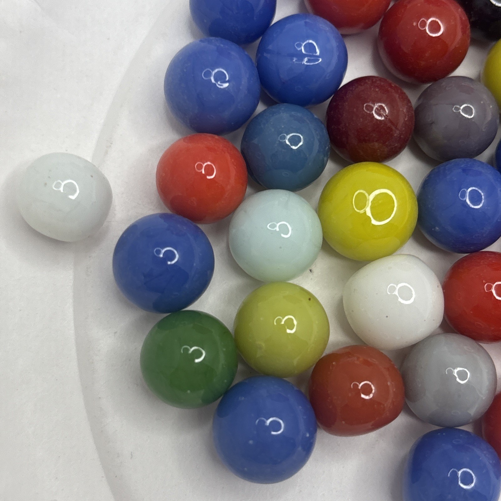 Vintage Bright Color Glass Marbles Lot of 50 Peewee Size MM Some Imperfections