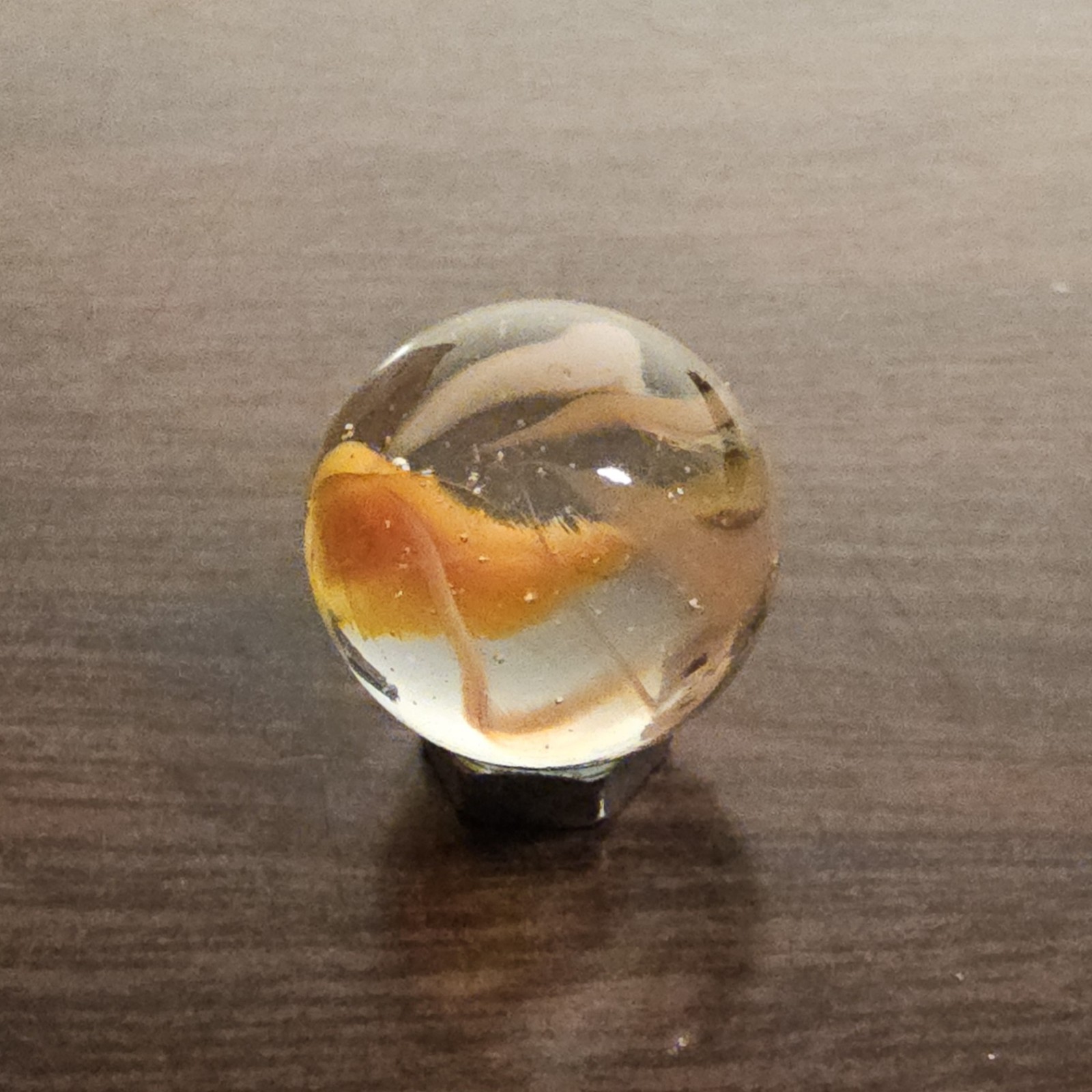 Vintage Vacor Orange Sherbert Spaghetti Ribbon .593″ Glass Marble