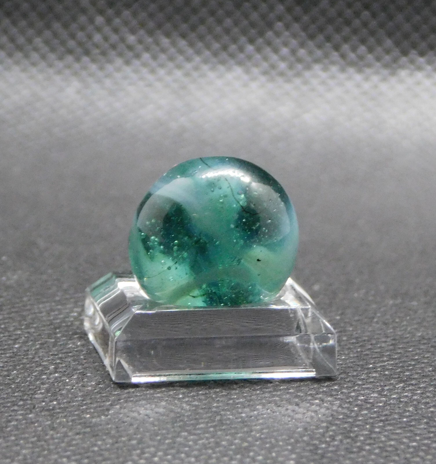 Vintage Marble Transparent Aqua Blue Grey White Slag Ground Pontil 0.62″ #0-75