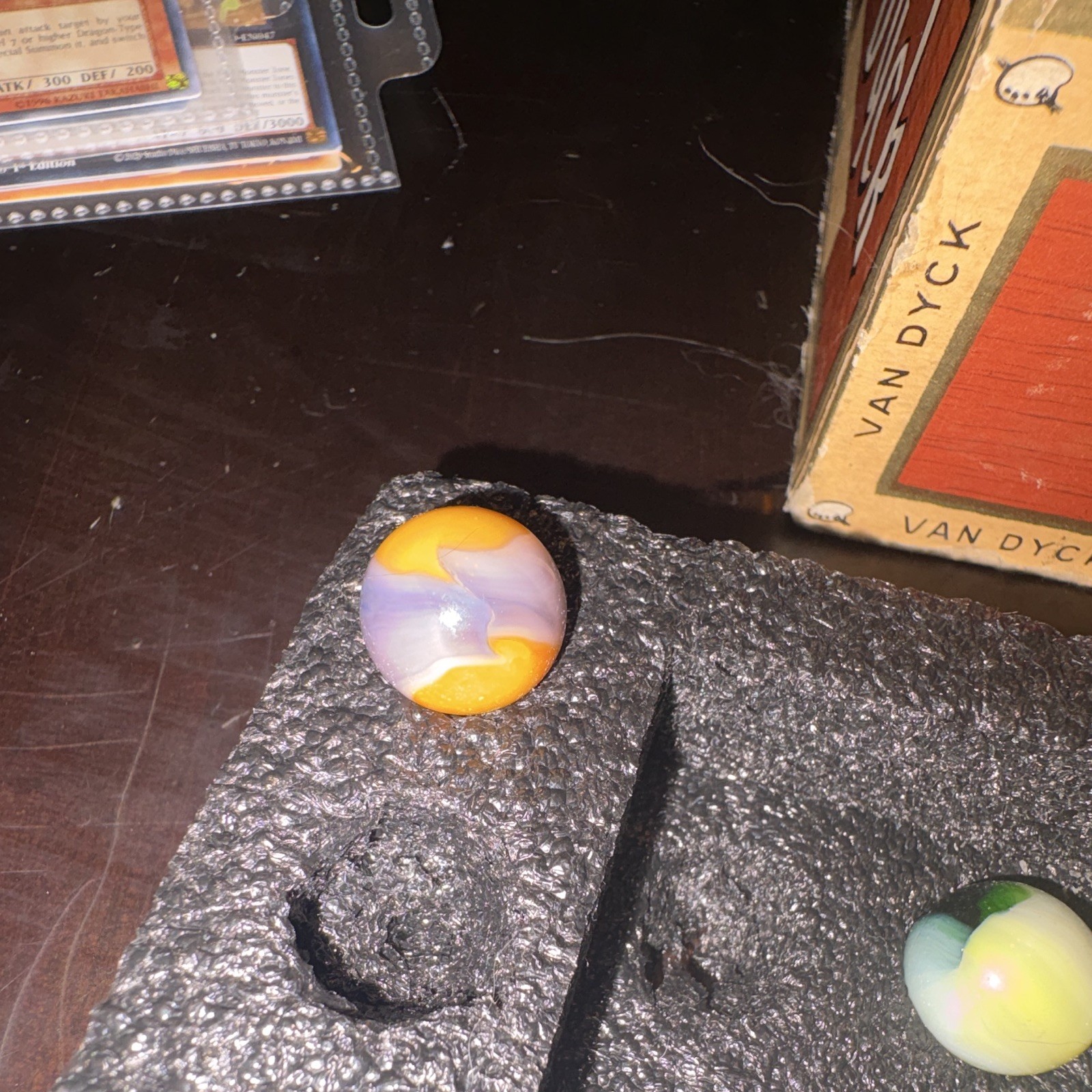 Swirl Glass Toy Marble Single Machine Made Orange Purple White