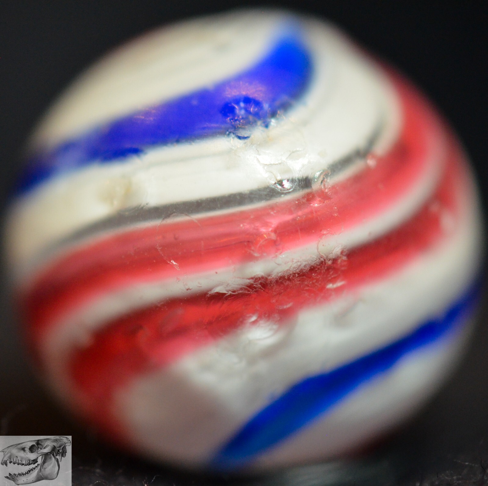 Handmade Peppermint Swirl Marble, 11/16 in, Near Mint-, Germany 1860-1920, S1030