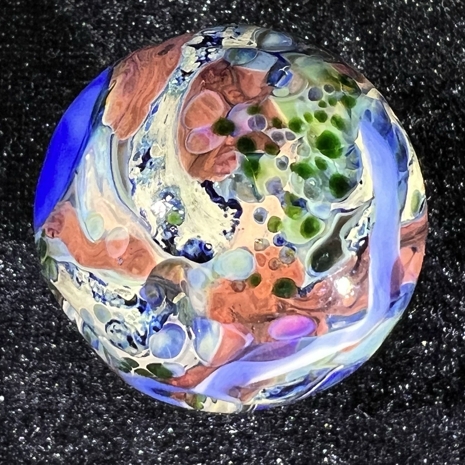 1 1/4”+ Mad Man Marbles Lush Asteroid ☄️ Hit Planet Signed MMM 7/25