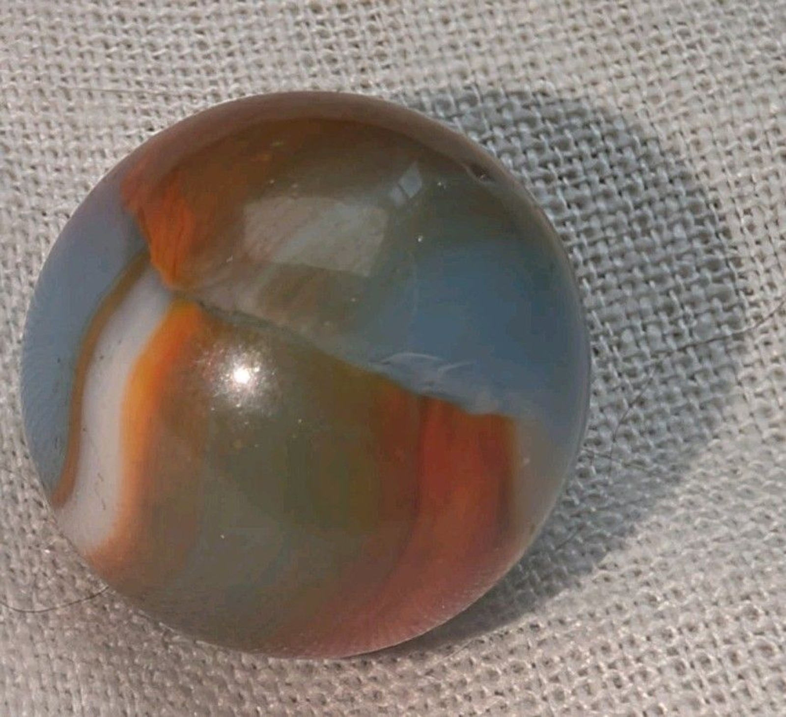 Vintage Peltier NLR Marble .59” Blue White Orange Swirl National Line Rainbo