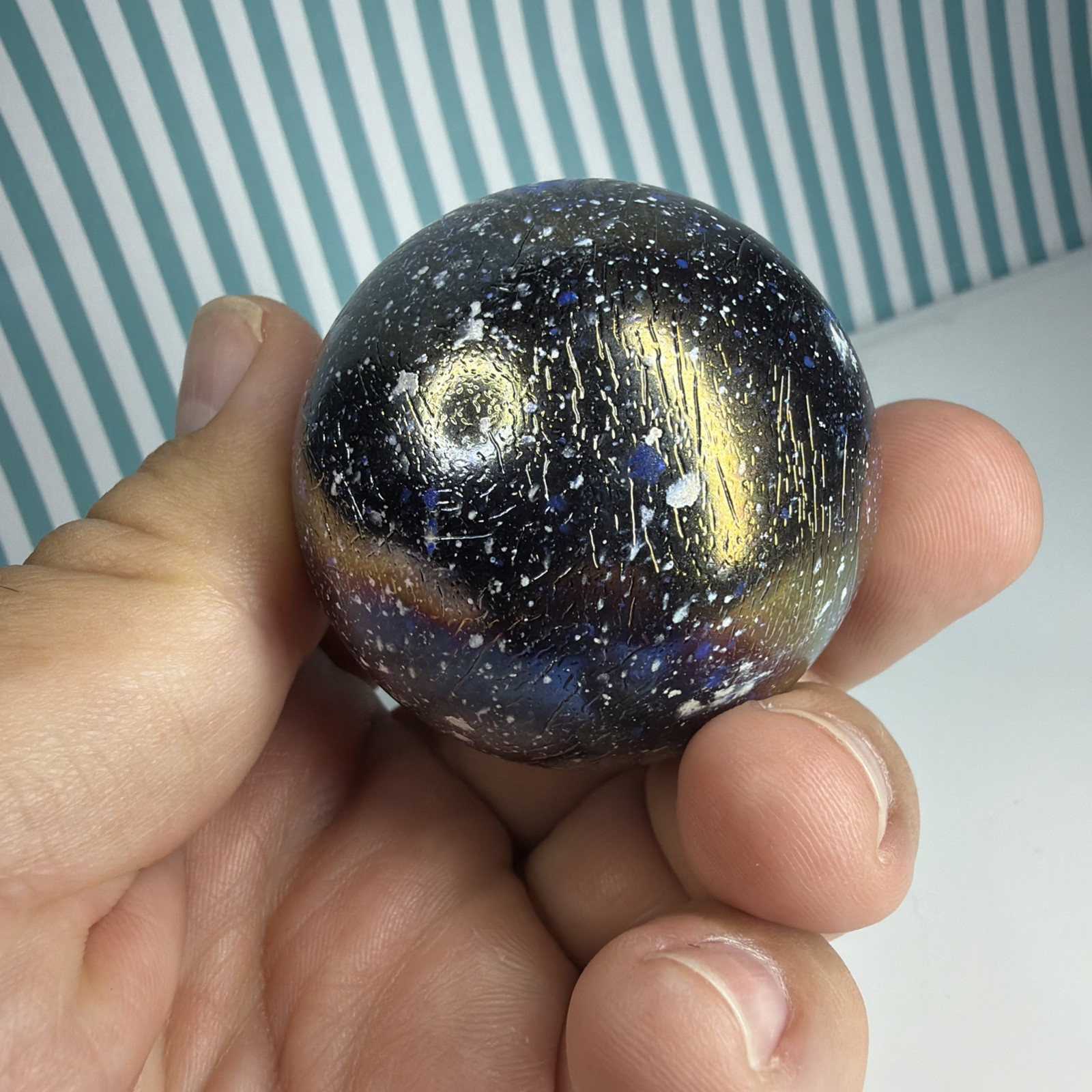 Vacor Jupiter Confetti Marble ~1.9″ Toe Breaker Huge Mint MIB Glass Marbles