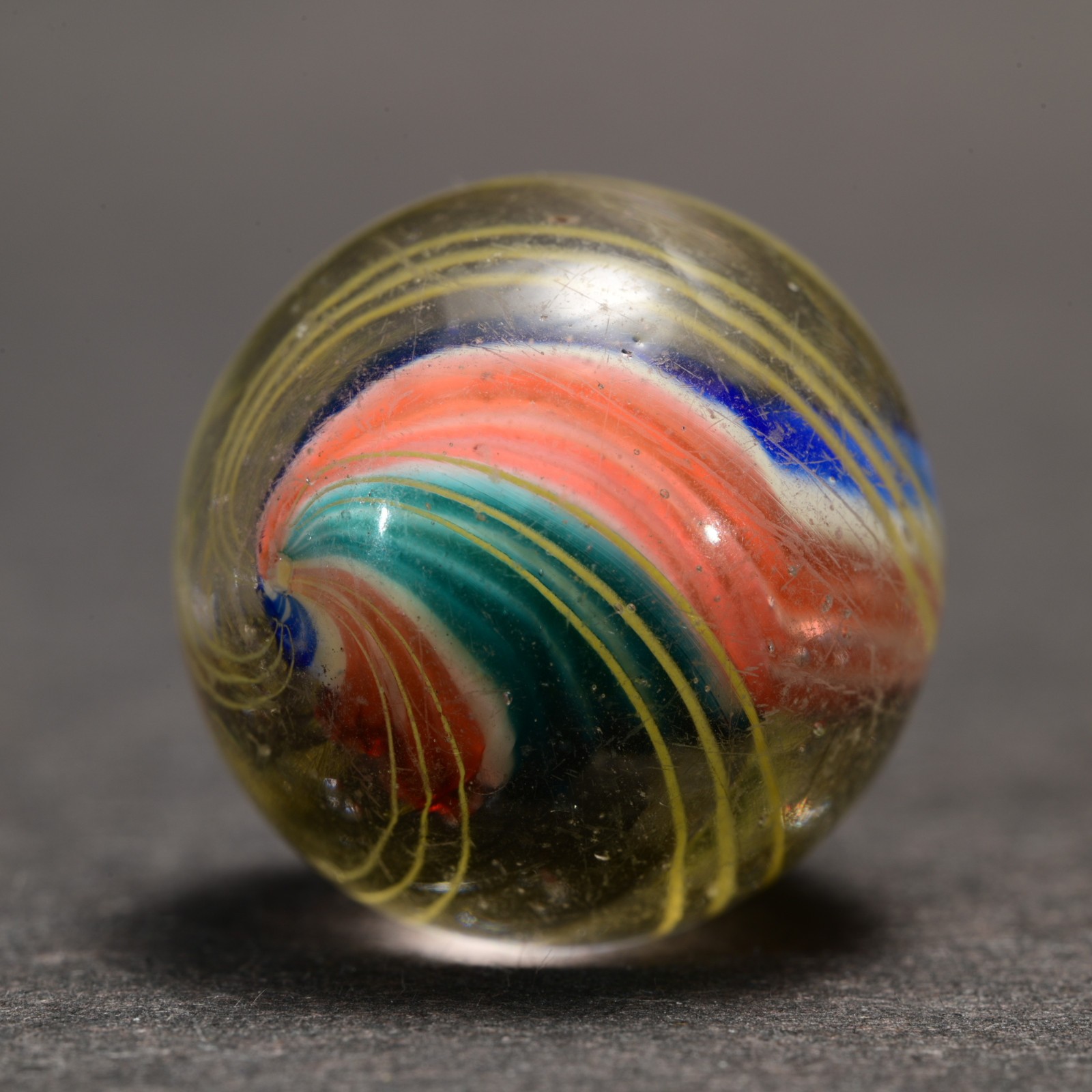 Early Tri-Level Solid Core German Handmade Antique Marble Quad 17.3mm 21/32”