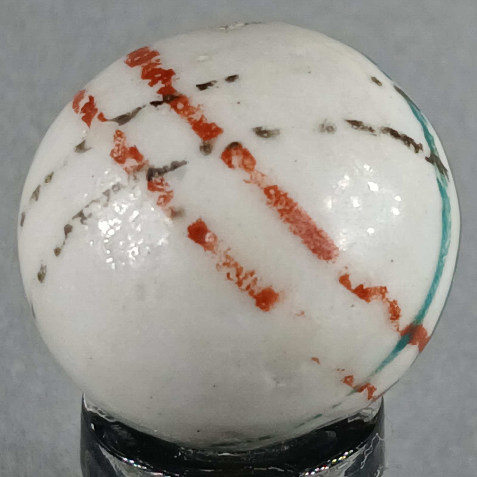 Vintage German Handmade China Glazed Lined Marble .67 Inches NM Condition