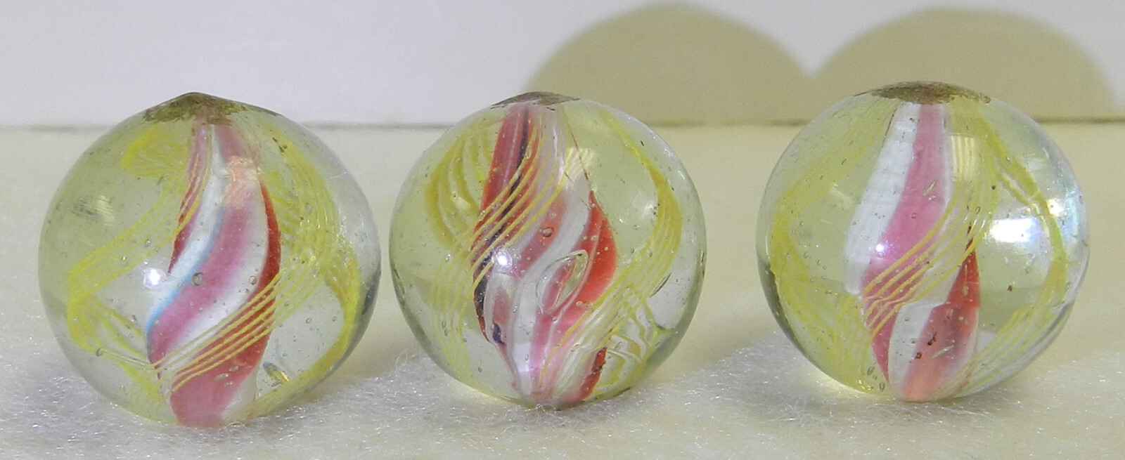 #18463m Vintage Group of 3 Likely Same Cane German Handmade Marbles