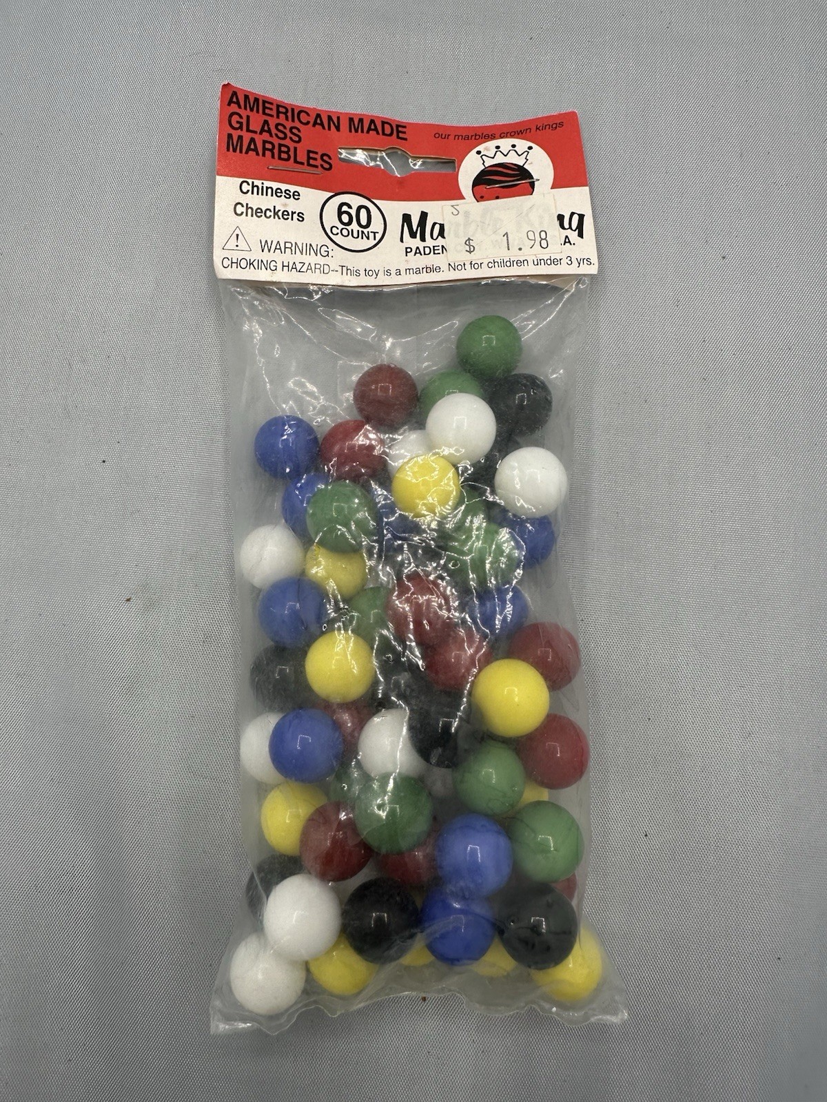 VTG NOS Marble King 60 Count Glass Marbles Solid Chinese Checkers (16B)