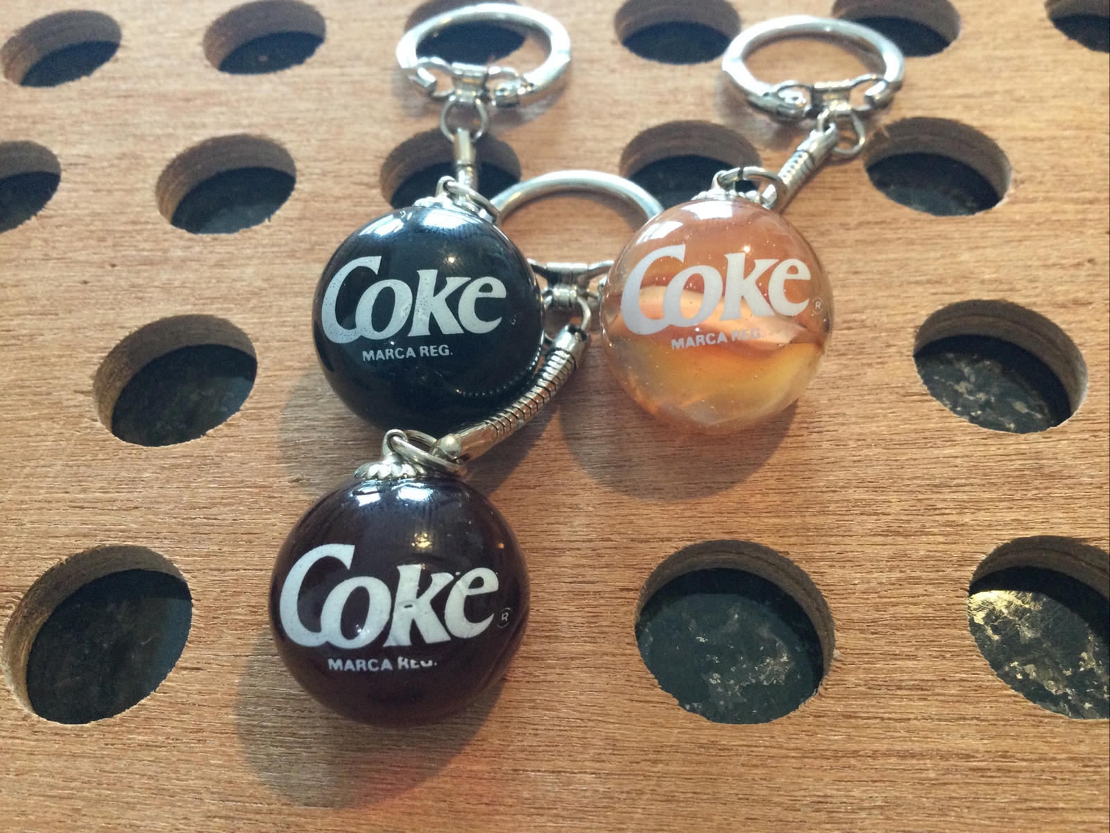 Vintage | “Coke” Marble Keychain | Black, Orange, & Red | LOT OF 3