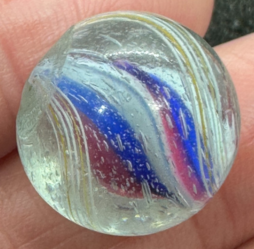 SOLID CORE SWIRL MARBLE .68″ HANDMADE ANTIQUE old toy GERMAN 17.5 mm M