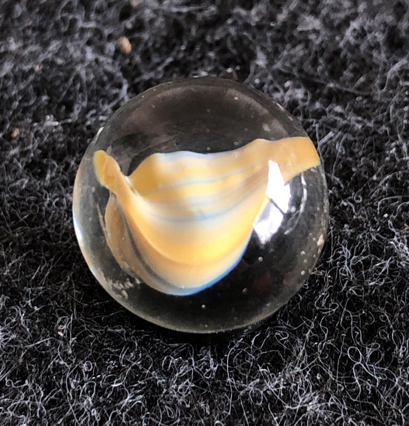 Peltier Hybrid Blue/Yellow Banana Puffy Cat’s Eye Marble .63” Or 5/8” Look!