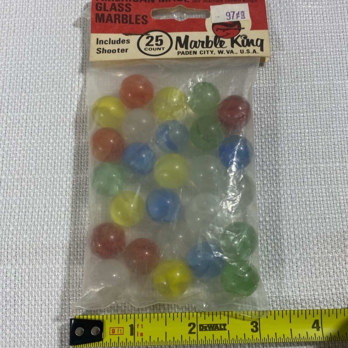Vintage Marble King Glass Marbles 25 Count Includes Shooter New Sealed USA Made
