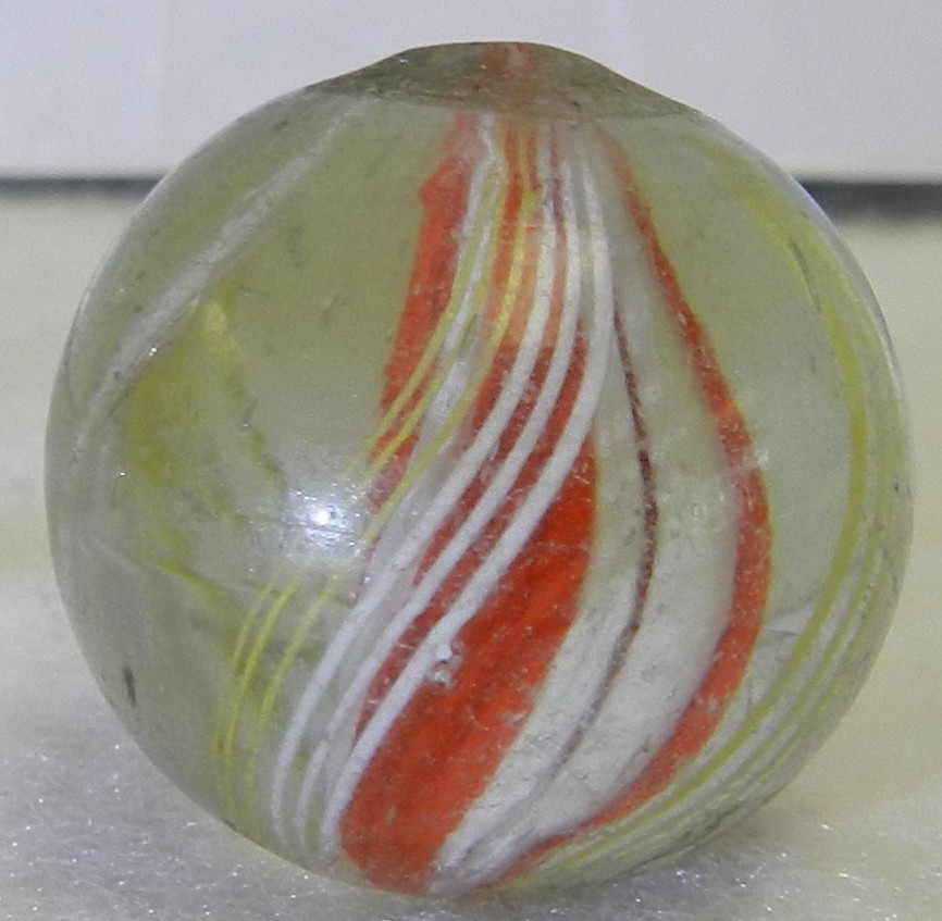 #20169m Vintage German Handmade Divided Ribbon Swirl Shooter Marble .83 Inches