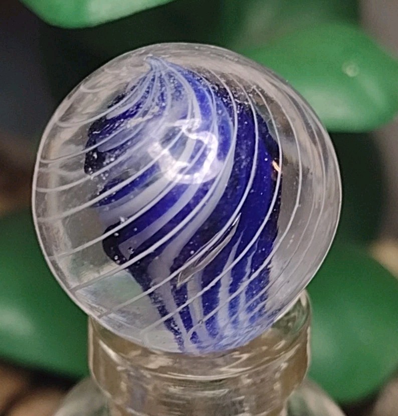 12+ Outer Bands Glass 2 Color Solid Core SWIRL .69″ Antique HTF GERMAN Marbles