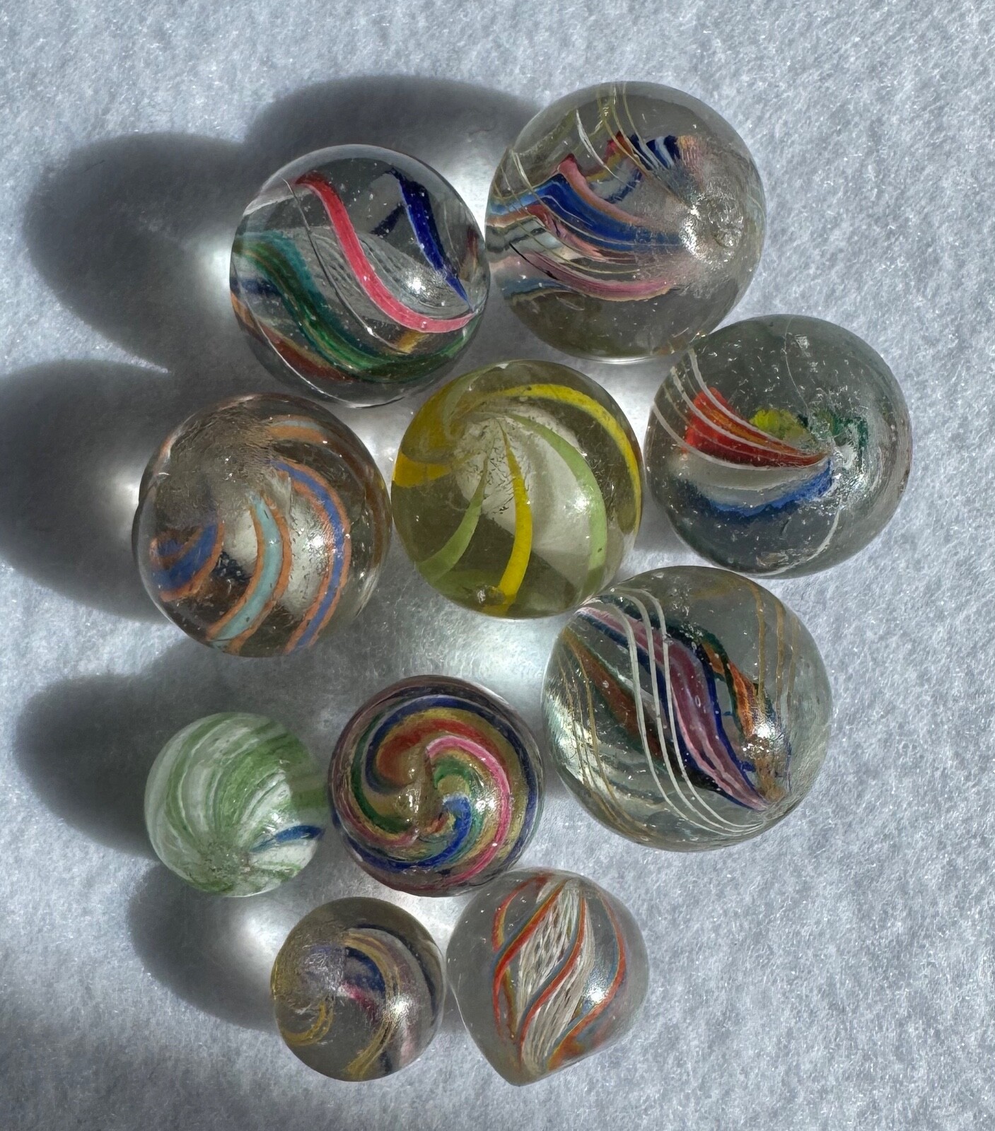 Superb Group Of 10 Marbles 12mm (15/32”) to 18.5mm (23/32”)