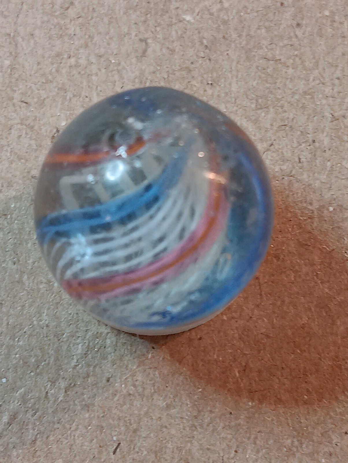 Vintage German Marbles 1 Coreless.62 Inch. 1white Core Latticinio .68 Inch