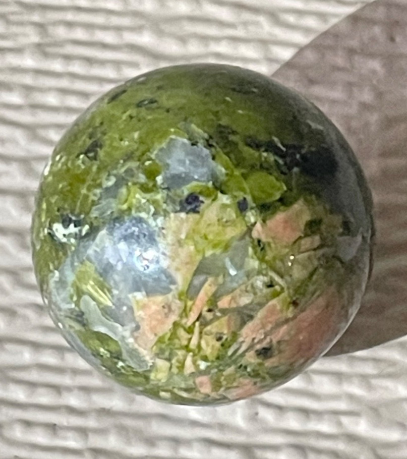 Polished Hand Faceted 30 mm Unakite Crystal Sphere