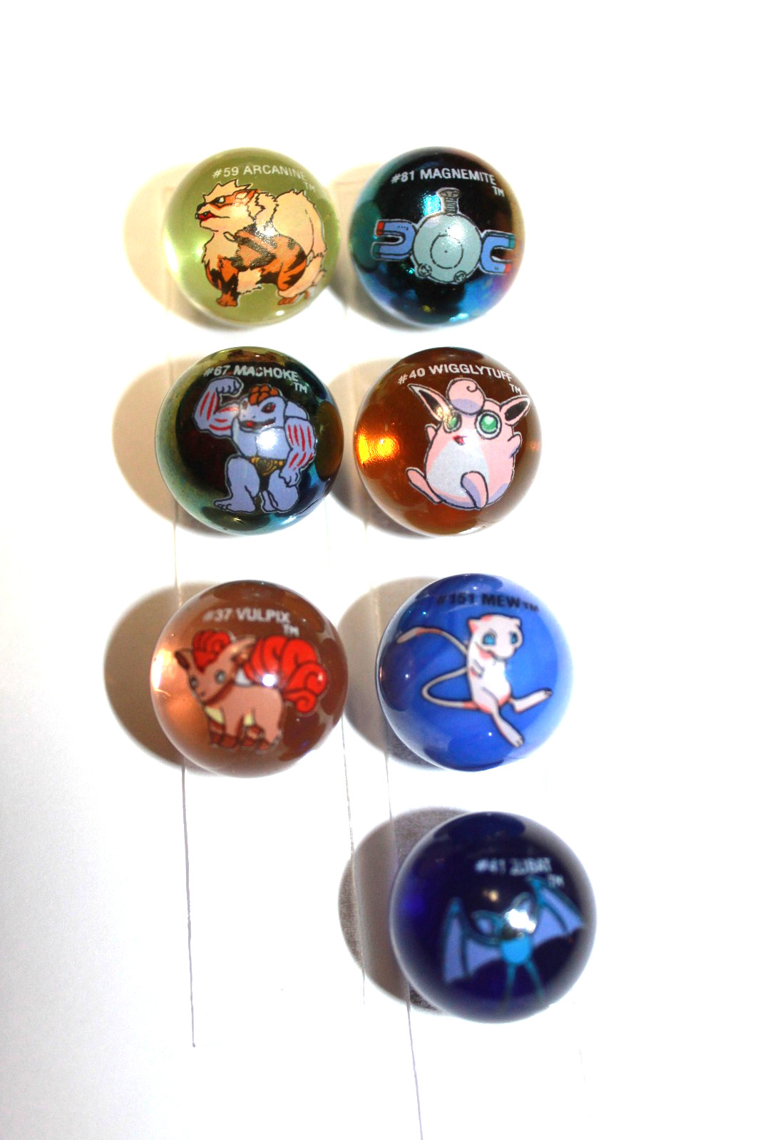 VINTAGE 2000 POKEMON 101 ELECTRODE BLUE MARBLE BAG WITH 7 MARBLES (MEW)