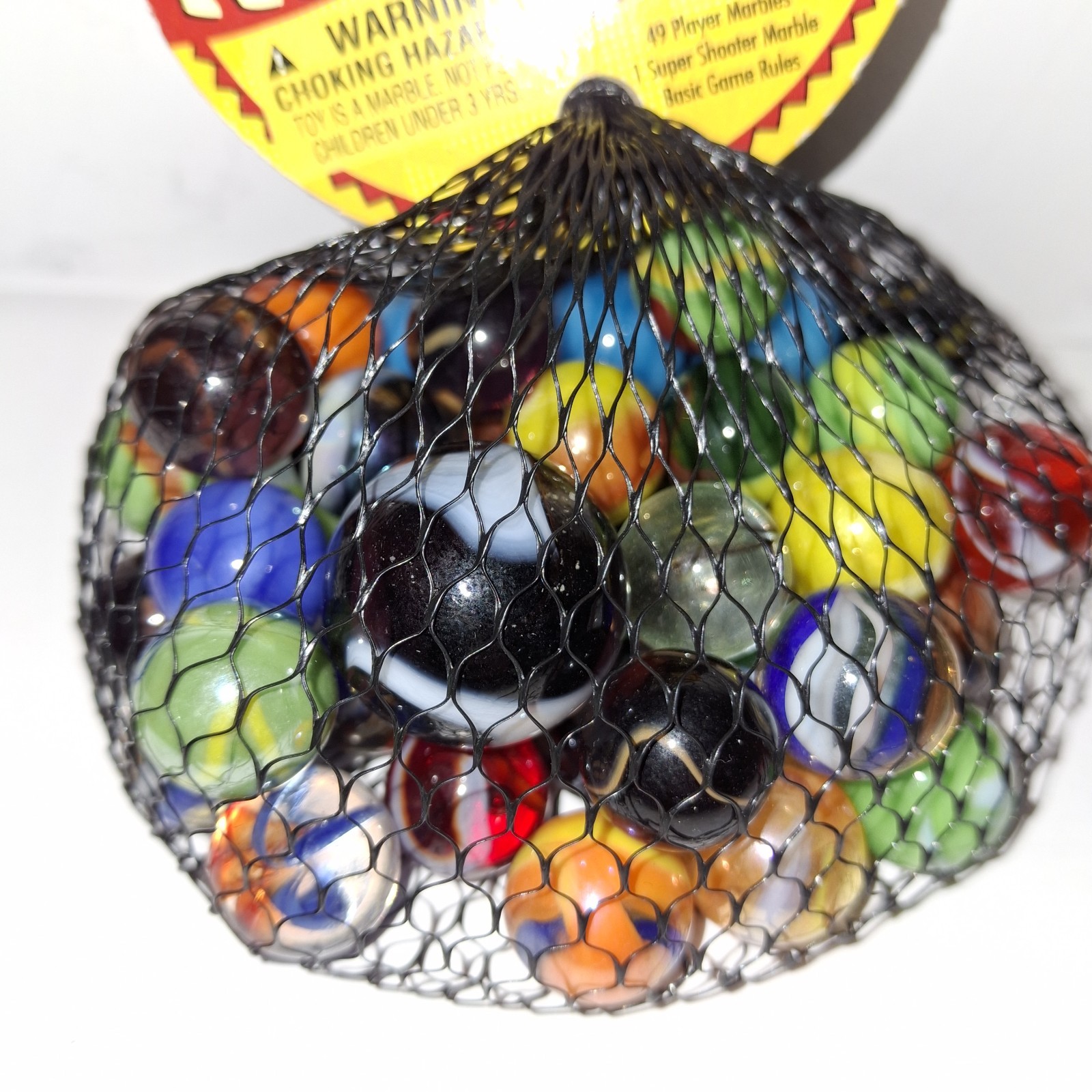 New In Bag 50 Piece Traditional Marbles 49+1 Shooter 100% Glass Made In Mexico