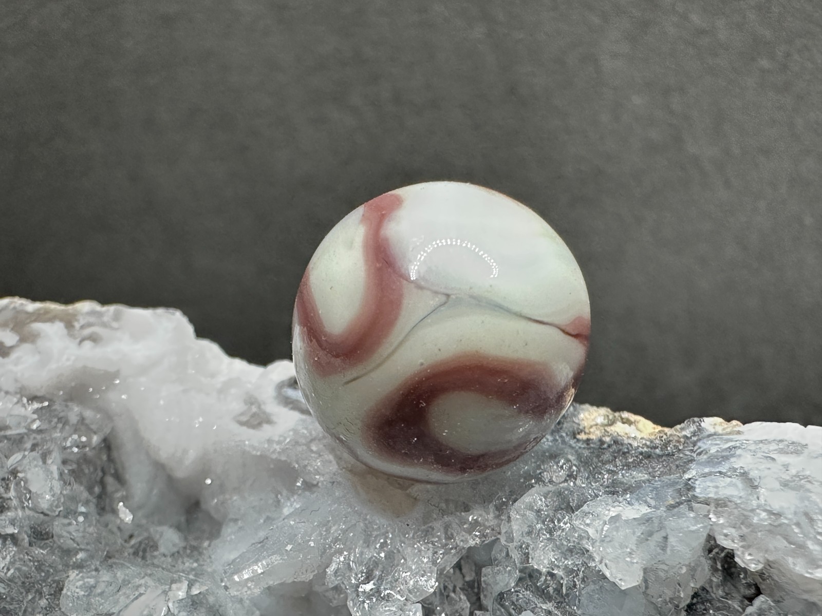 Vintage Alley Agate West Virginia Swirl Marble – Lavender Purple & White – .62″