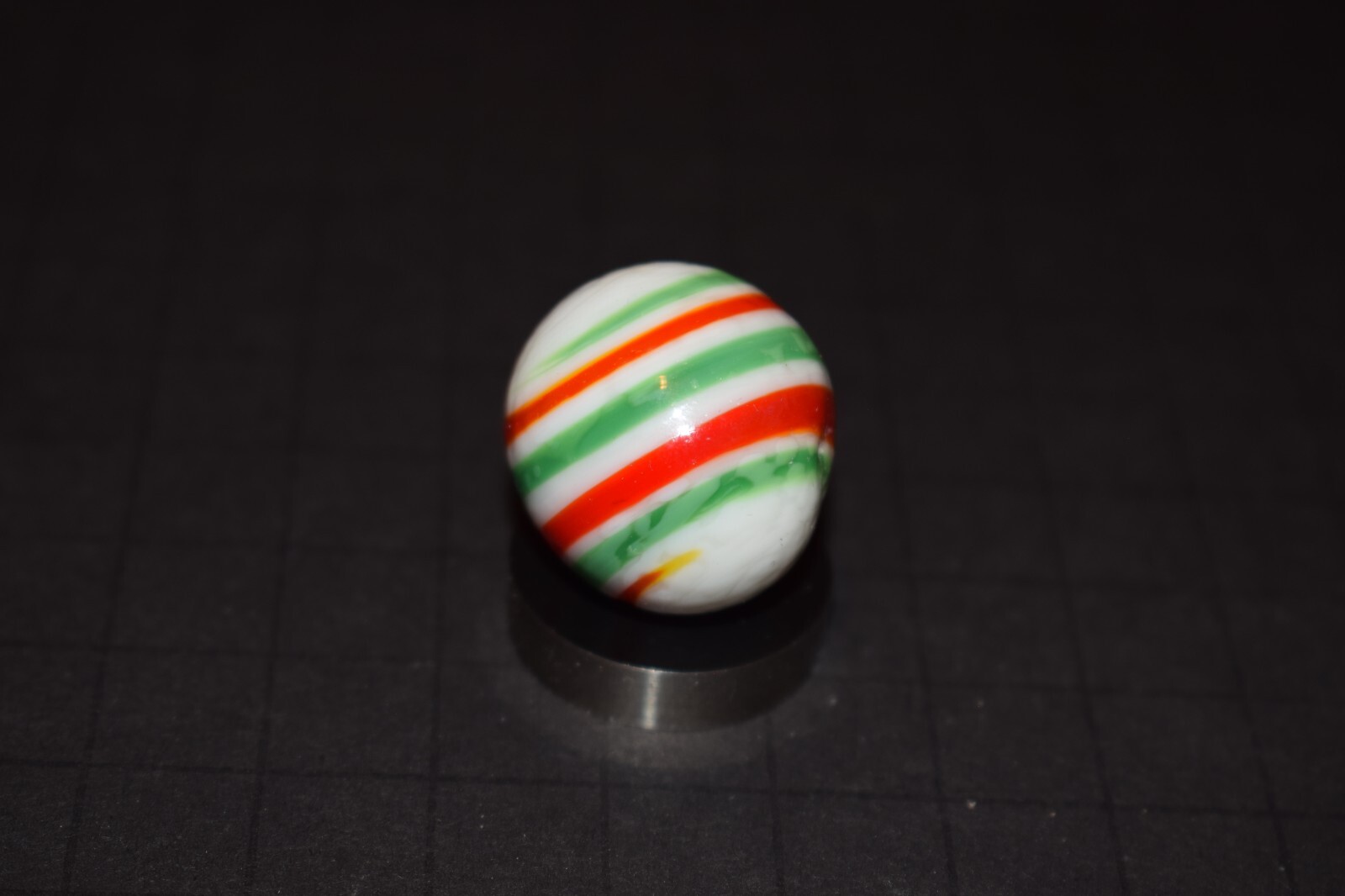 Akro Christmas Colored Spiral Toy Marble ODD Egg Shape Size 1.060″x1.00″ Mint