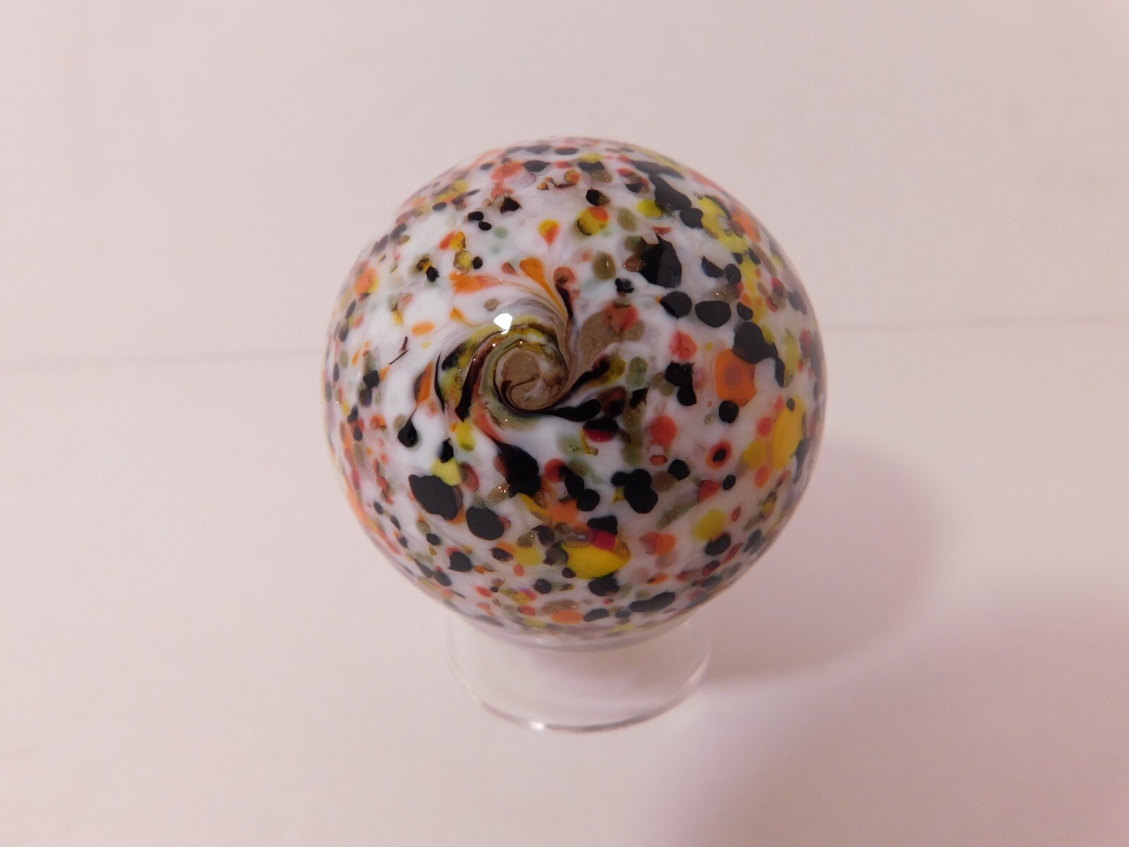 A HUGE New Rainbow Colored Handmade Guinea Glass Marble – 50 MM = 2″ Dia.