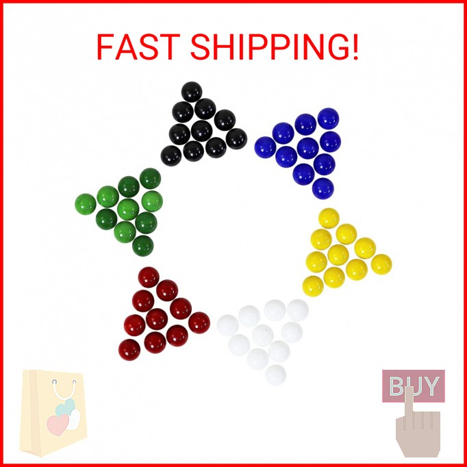 Mega Game Replacment Marbles 14mm -Solid Glass-60 Pieces – Chinese Checkers, Cra