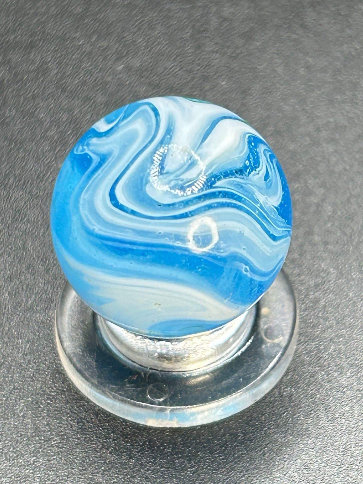 Vintage Christensen Road & Tunnel Marble CAC Aqua Blue Swirl Marble 0.709”