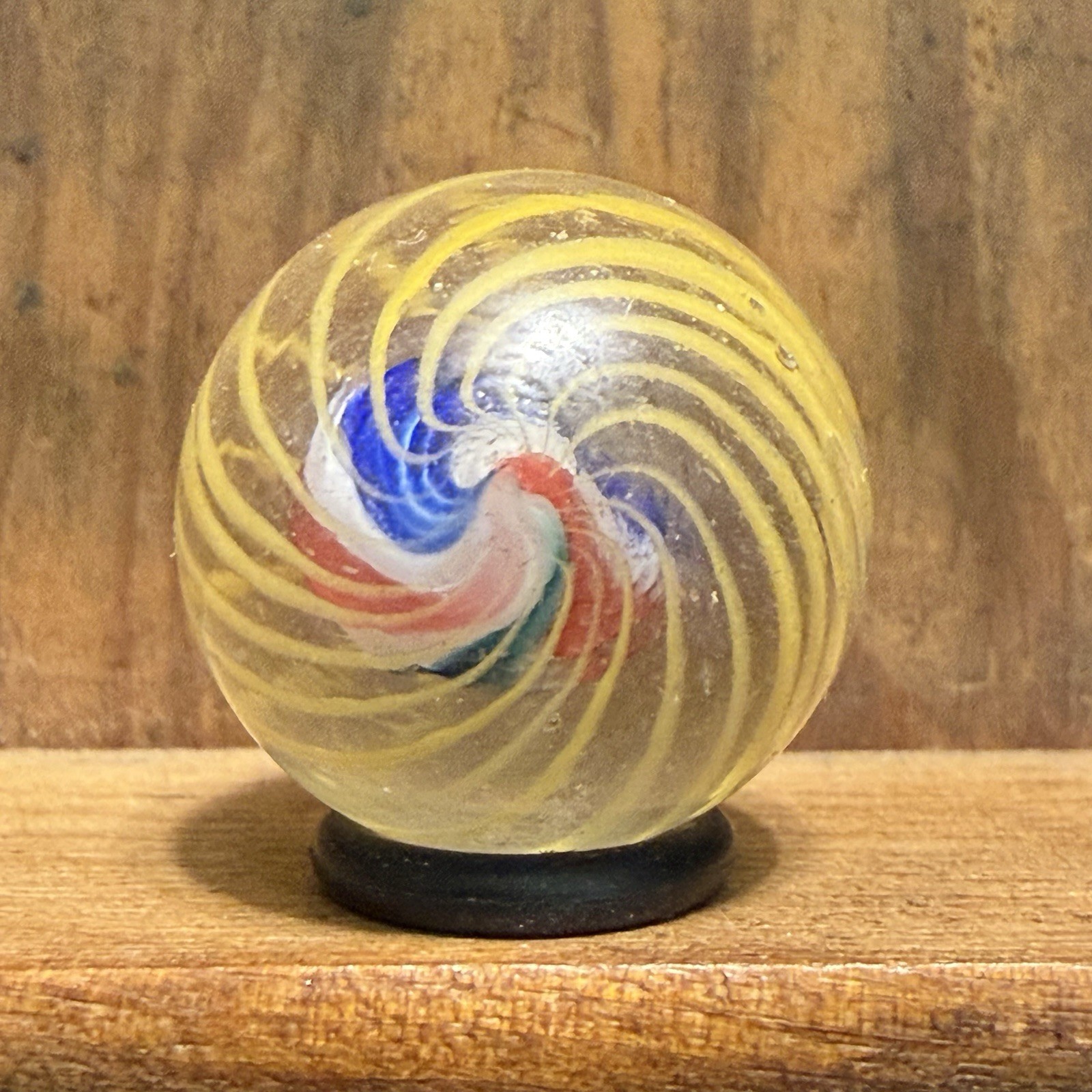 Antique German Handmade Caged Solid Core Shooter Marble 25/32” Near Mint | 329