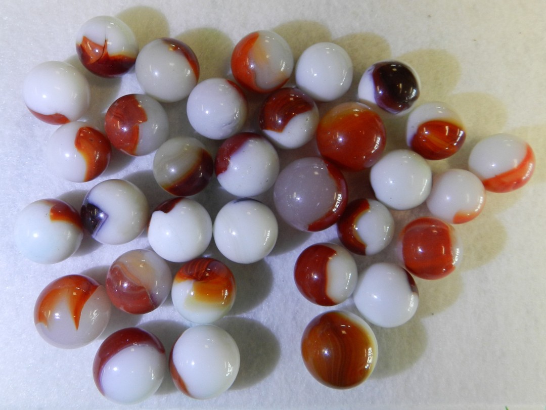 #20945m Vintage Group or Bulk Lot of 30 Mixed Company Patch Marbles