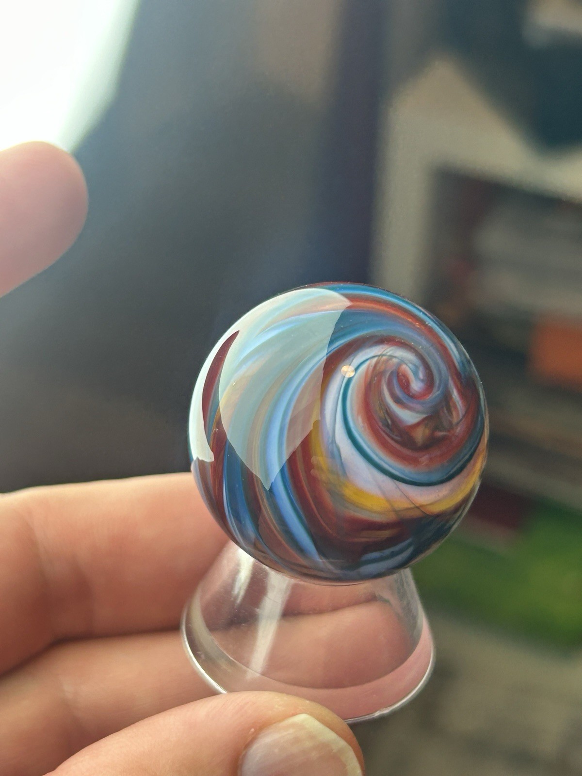 Handmade Art Glass Marble Large Contemporary Signed By Artist Girlie 19
