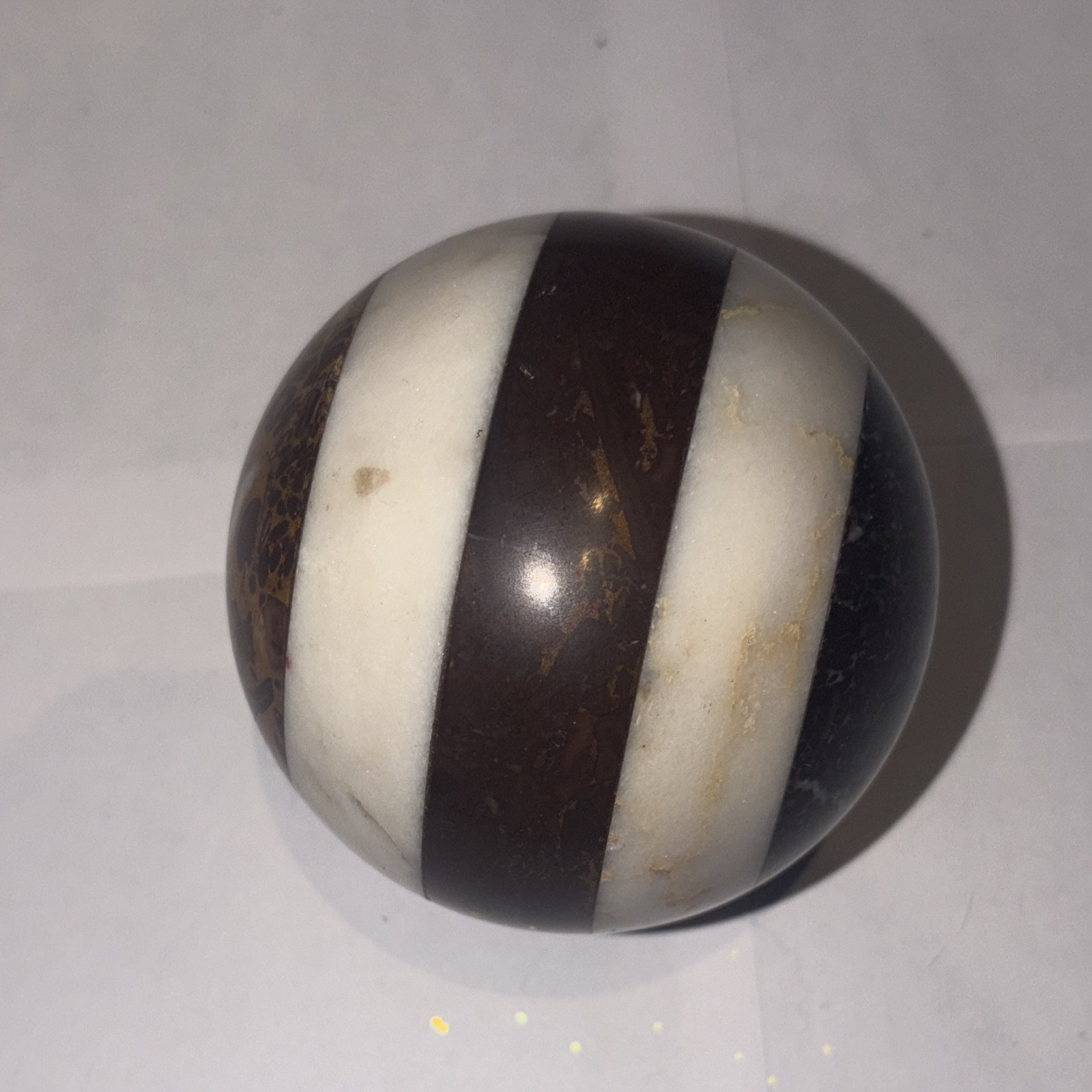 Large Black White & Brown Swirl Glass Marble Ball, Machine Made