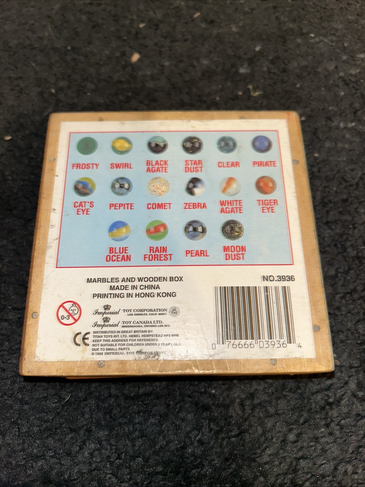 No. 3936 Imperial Classic Marble Collection 100 Marbles Wood Box
