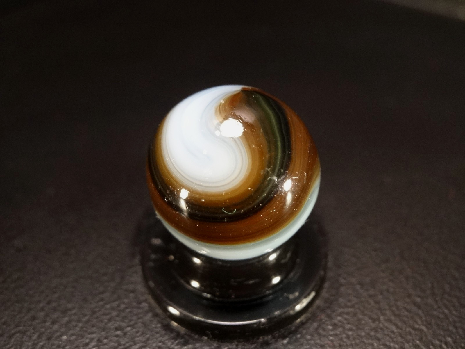 AKRO AGATE CHOCOLATE MULTI COLOR on OPAL GLASS RARE (personal collection)